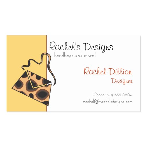 Cheetah Purse Business Cards (front side)