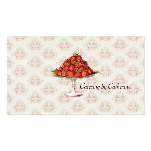 Chef Catering Strawberries Vintage Pink Business Business Card Templates (front side)