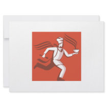 Chef Cook Baker Running With Soup Bowl Custom Announcement