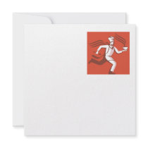 Chef Cook Baker Running With Soup Bowl Personalized Invitation