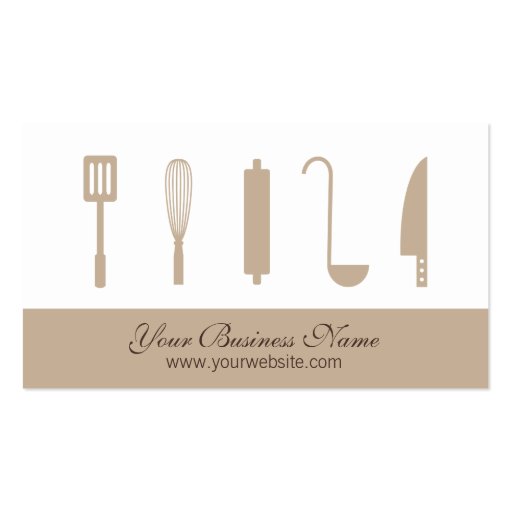 Chef Cooking Utensils, Catering Business Cards (front side)