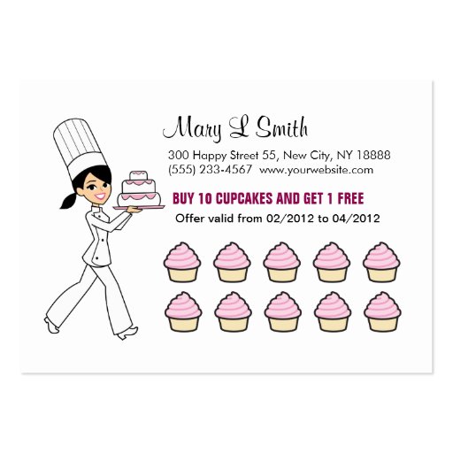 Chef Cupcake Rewards Chubby Card Card Business Card Template (front side)