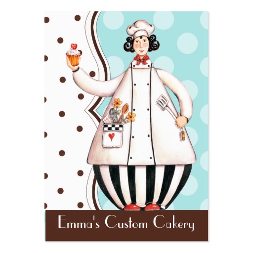 Chef Girl Bus. Card - Brown with Black Hair Business Card