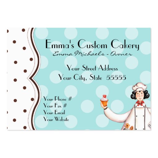 Chef Girl Bus. Card - Brown with Black Hair Business Card (back side)