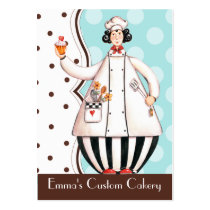 Chef Girl Bus. Card - Brown with Black Hair business cards