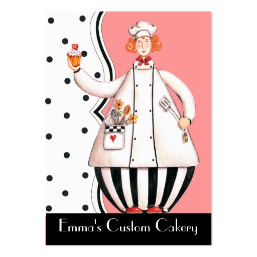 Chef Girl Cupcake Business Card - Red-Orange Hair (front side)