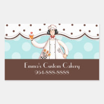 Chef Girl Rectangle Label - Brown with Black Hair stickers