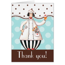 Chef Girl Thank You Card - Brown with Black Hair cards