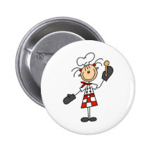 Chef Girl with Wooden Spoon Buttons