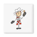 Chef Girl with Wooden Spoon Magnets by stick_figures Chef Girl with Wooden Spoon Magnets