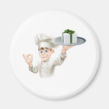 Chef giving gift fridge magnet