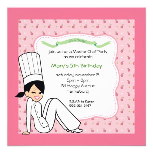 Chef Invitation for Girls