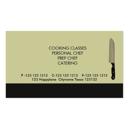 Chef  Knife Business Cards (back side)