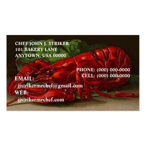 CHEF LOBSTER OVERNIGHT SHIPPING BUSINESS CARDS (front side)