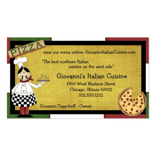 Chef Serving Hot Pizza Business Cards