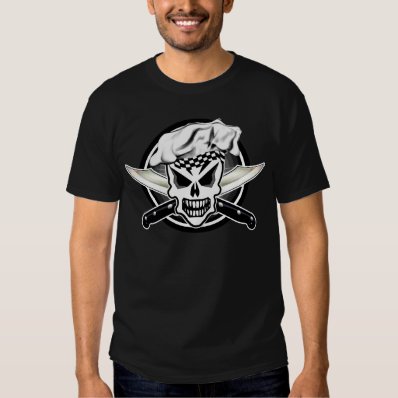 Chef Skull 2 and Crossed Chef Knives Tee Shirt