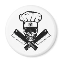 Chef Skull (B&W) Refrigerator Magnets