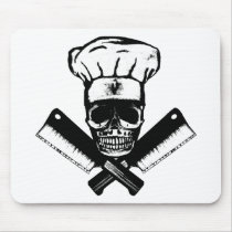 Chef Skull (B&W) Mouse Pad