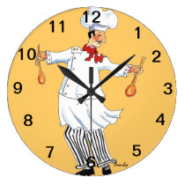 Chef Tossing Wall Clock at Zazzle