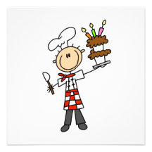 Chef With Birthday Cake Invites