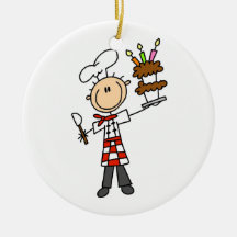 Chef With Birthday Cake Ornaments