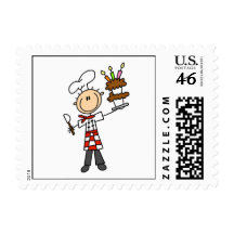 Chef With Birthday Cake Stamp