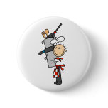 Chef with Pots and Pans Buttons