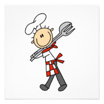 Chef With Salad Tongs Invite