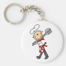 Chef with Salad Tongs Tshirts and Gifts Key Chain
