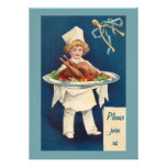 Chef with Turkey on Platter and Wishbone Custom Invitations