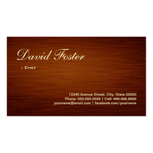 Chef - Wood Grain Look Business Card Templates