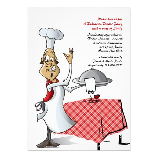 Chef's Choice Wedding Rehearsal Dinner Invitation (front side)