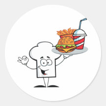 Chefs Hat Character Holder Plate Of Hamburger Sticker