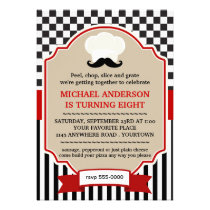Chefs Hat with Moustache Pizza Party Invite invitations