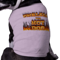 Chelsea the hot dog fire and flames dog shirt pet clothing by ultraflames Chelsea the hot dog fire and flames dog shirt pet clothing
