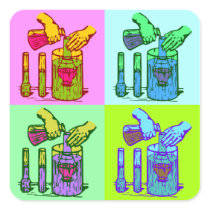 Chemistry Displacement Pop Art Square Stickers