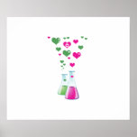Chemistry Glass Laboratory Bottle Pink Green Heart Print