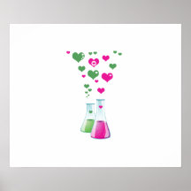 Chemistry Glass Laboratory Bottle Pink Green Heart Print