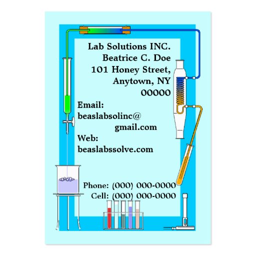CHEMISTRY LAB TEST TUBES BEAKER BUSINESS CARDS (front side)