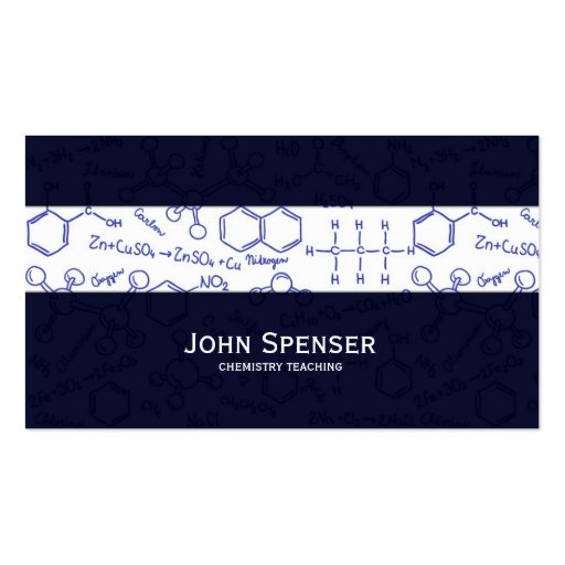 Chemistry Teaching Tutor Blue Business Card (front side)