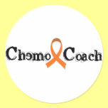 Chemo Coach - Orange Ribbon Round Sticker