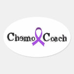 Chemo Coach - Violet Ribbon Oval Stickers