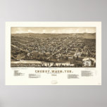 Cheney Washington 1884 Antique Panoramic Map Poster