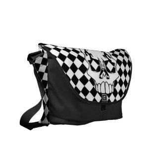 ChequerSkull (White) Messenger Bag rickshawmessengerbag