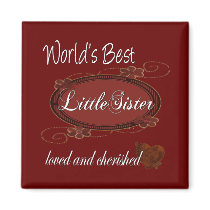 Cherished Little Sister magnets by DesignsOutOfMind Cherished Little Sister magnets