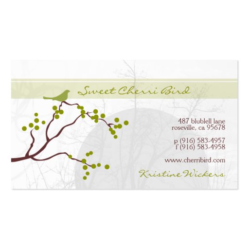 Cherri Bird [green] Business Cards