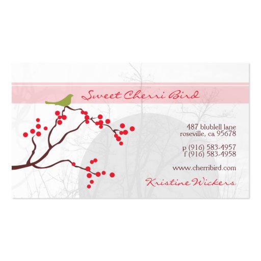 Cherri Bird [pink] Business Cards (front side)
