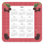 Cherries and Red & White Checkered 2012 Calendar Square Stickers
