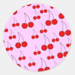 Cherries Pattern. Round Stickers