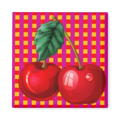 Cherries Plaid Refrigerator Magnets by JuJuGarden